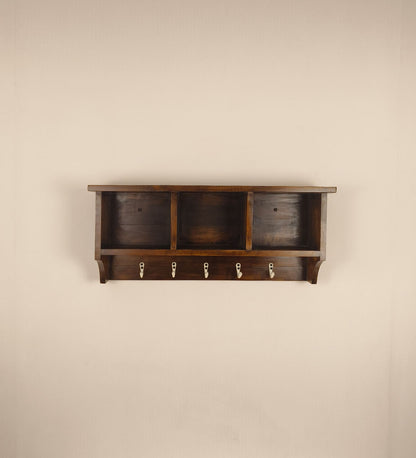 Go Wooden Wall Shelf Organiser with Key Holders