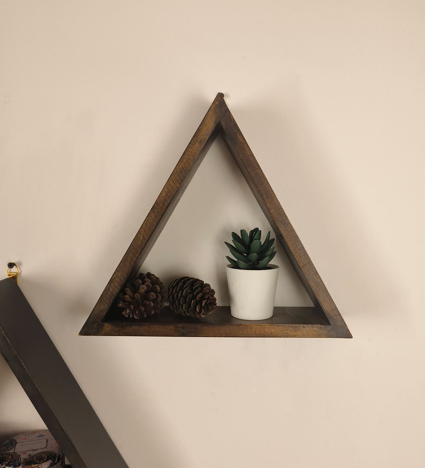 Slate Triangular Set of 3 Wooden Wall Shelves