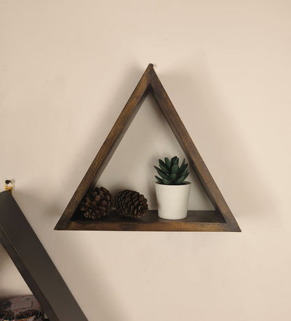 Slate Triangular Set of 3 Wooden Wall Shelves
