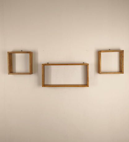 Fall Rectangular Shaped Set of 3 Wooden Wall Shelves