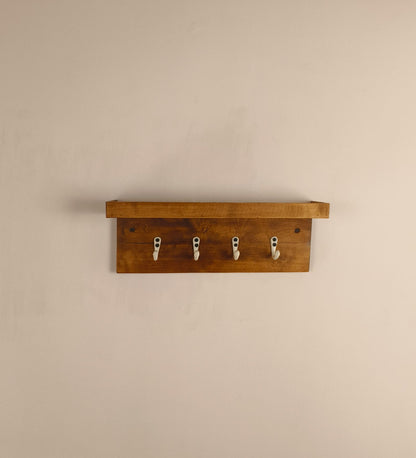 Hill Wooden Wall Shelf Organiser with Key Holders