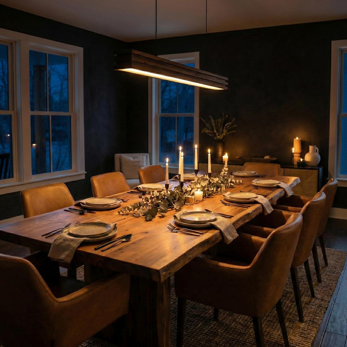 New 48 Brown Wooden LED Single Hanging Lamp