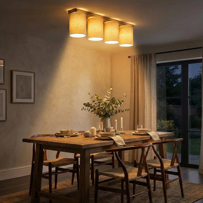 Fire Brown Wooden 4 Series Ceiling Lamp