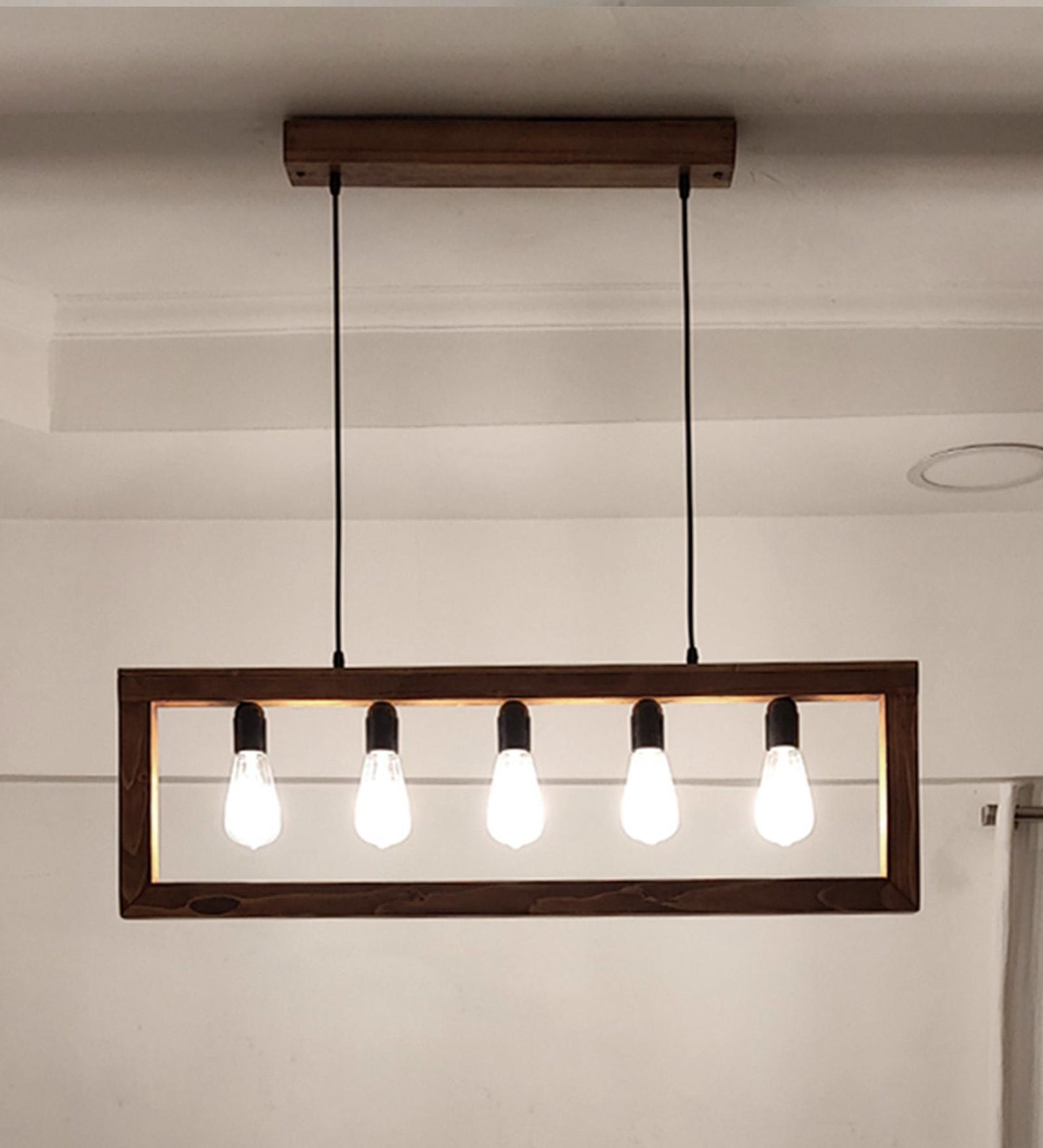 Spray Brown Wooden 5 Series Hanging Lamp
