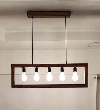 Spray Brown Wooden 5 Series Hanging Lamp