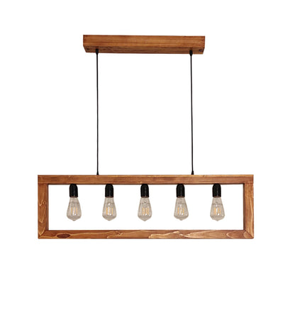 Spray Brown Wooden 5 Series Hanging Lamp