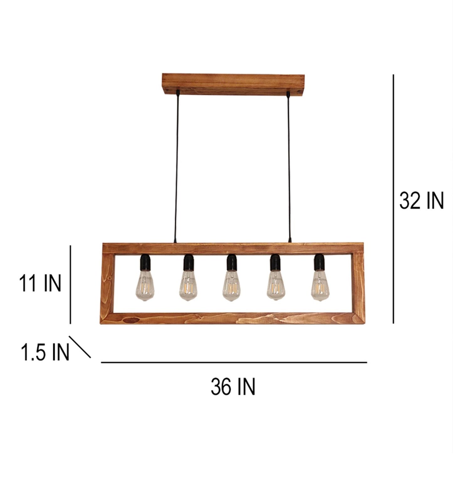 Spray Brown Wooden 5 Series Hanging Lamp