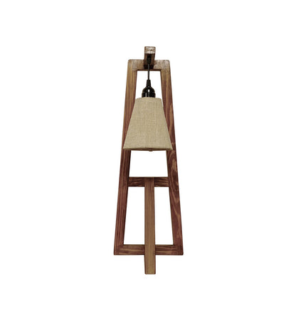 Speak Brown Wooden Table Lamp with with Jute Lampshade