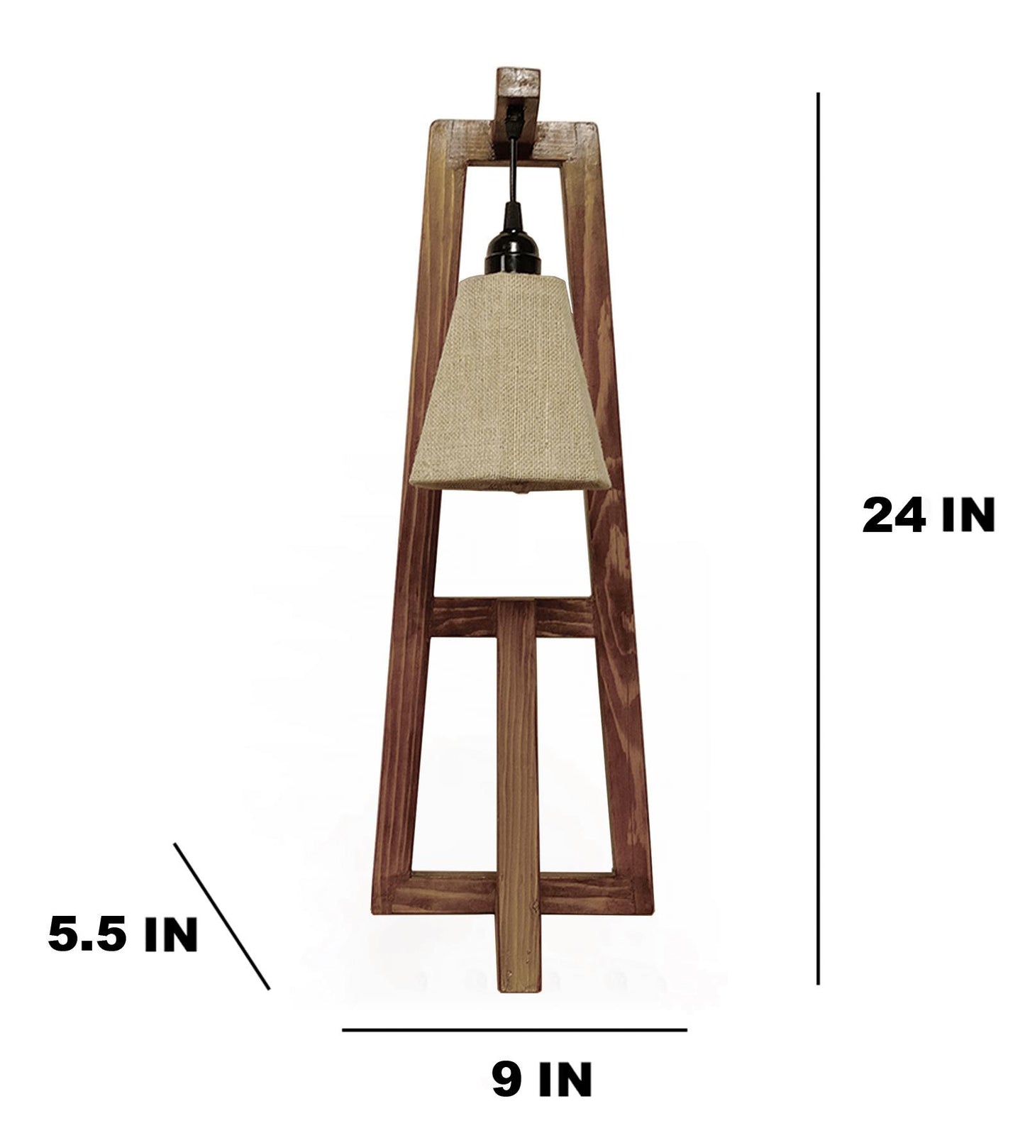 Speak Brown Wooden Table Lamp with with Jute Lampshade