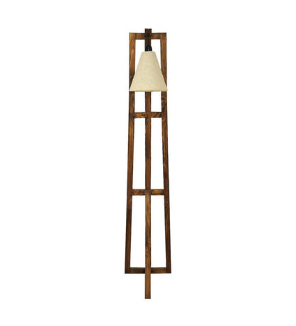 Speak Wooden Floor Lamp with Brown Base and Jute Fabric Lampshade