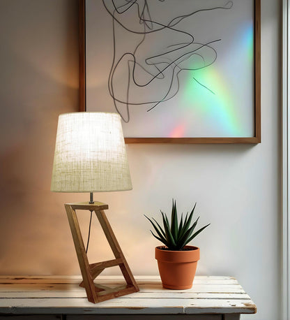 Wave Wooden Table Lamp with Jute Lampshade