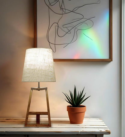 Wave Wooden Table Lamp with Jute Lampshade