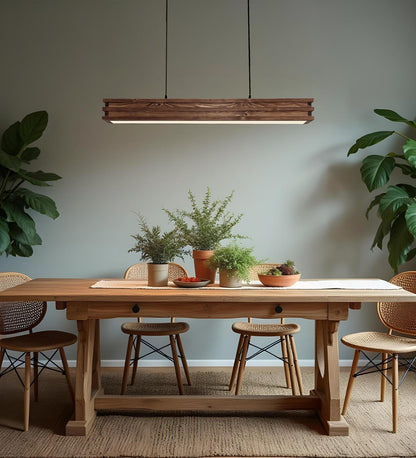 New 36 Brown Wooden LED Single Hanging Lamp