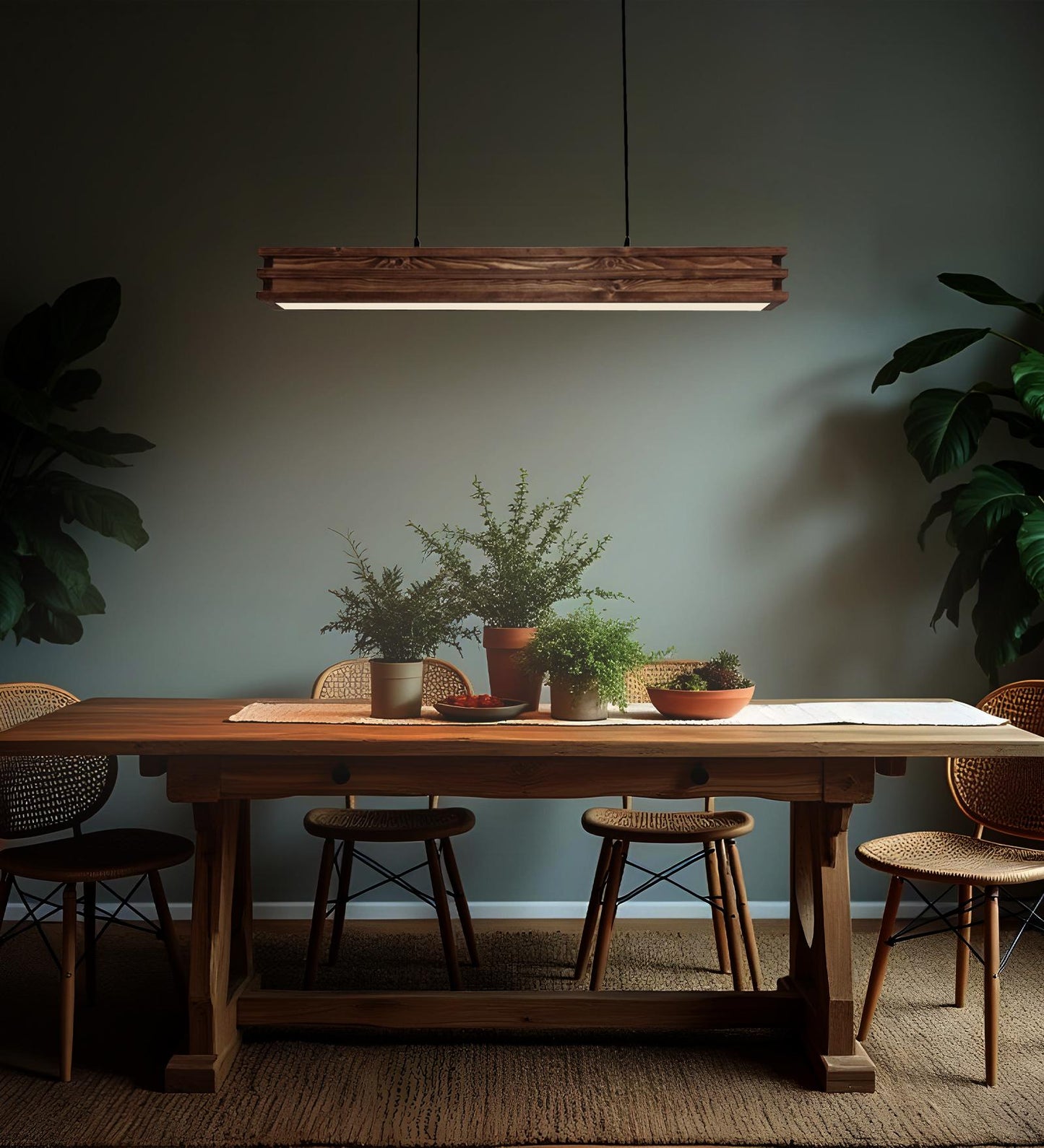 New 36 Brown Wooden LED Single Hanging Lamp