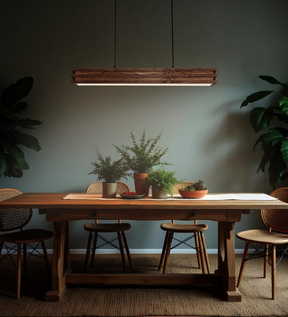 New 36 Brown Wooden LED Single Hanging Lamp