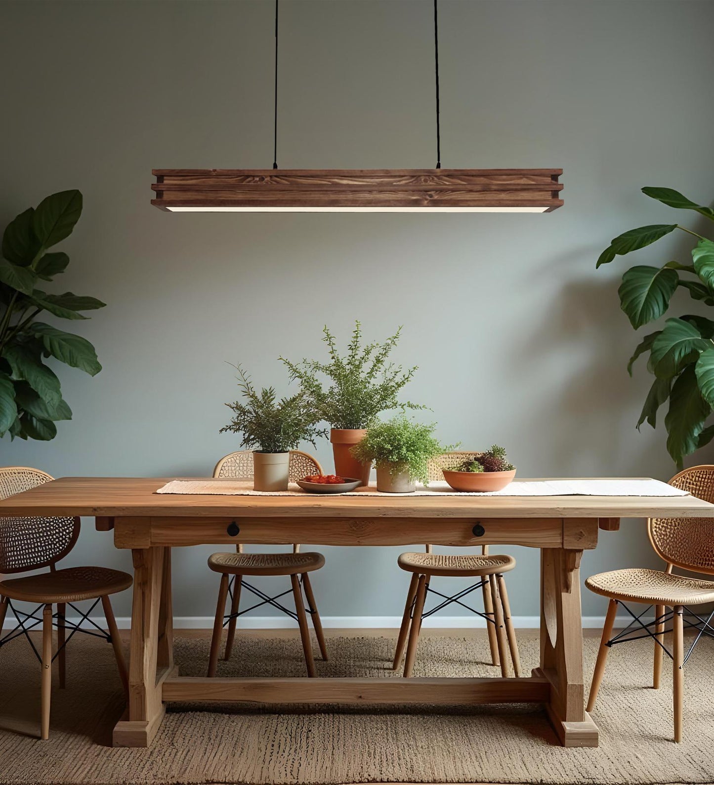 New 48 Brown Wooden LED Single Hanging Lamp