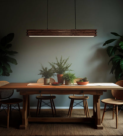 New 48 Brown Wooden LED Single Hanging Lamp