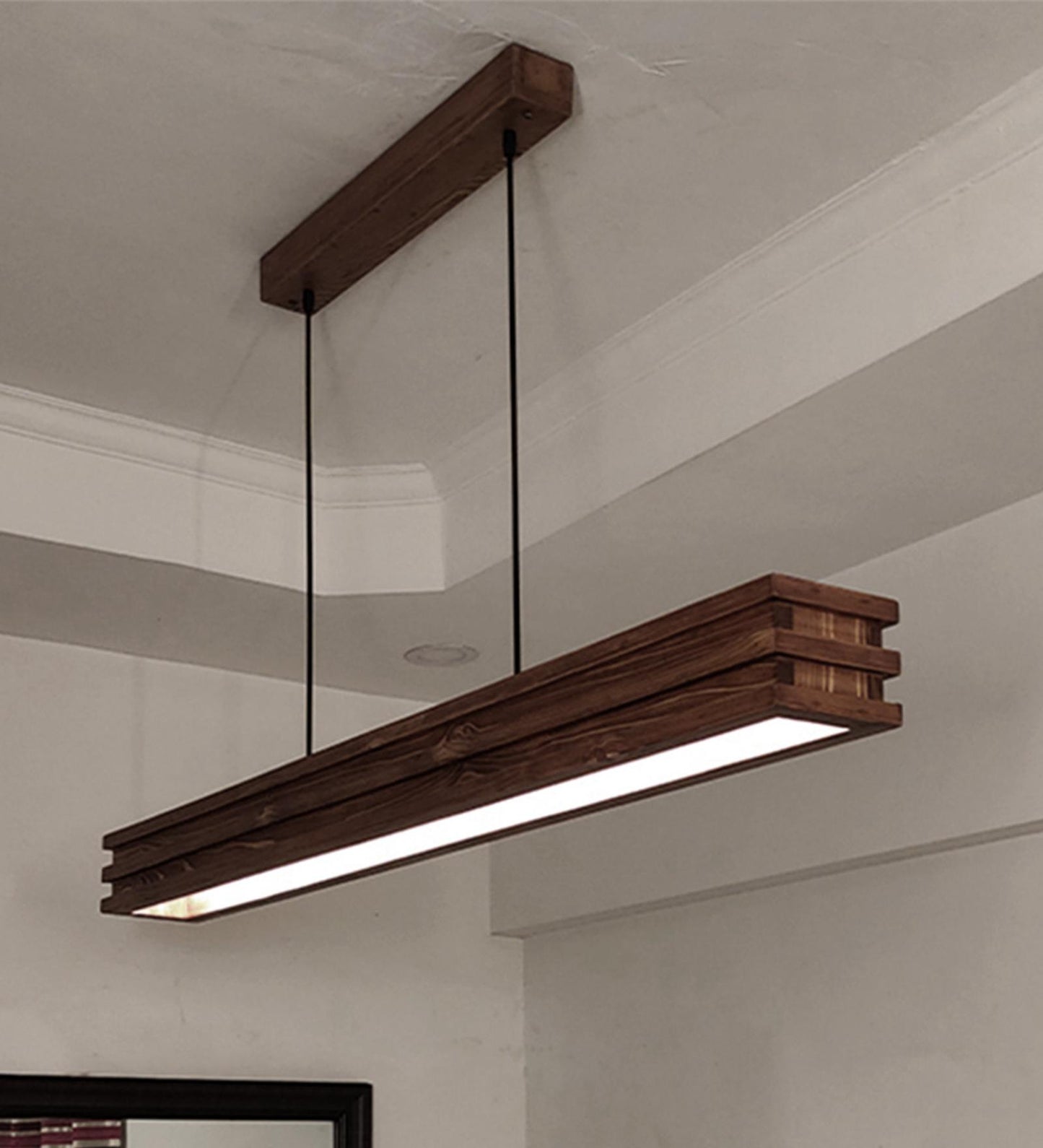 New 48 Brown Wooden LED Single Hanging Lamp