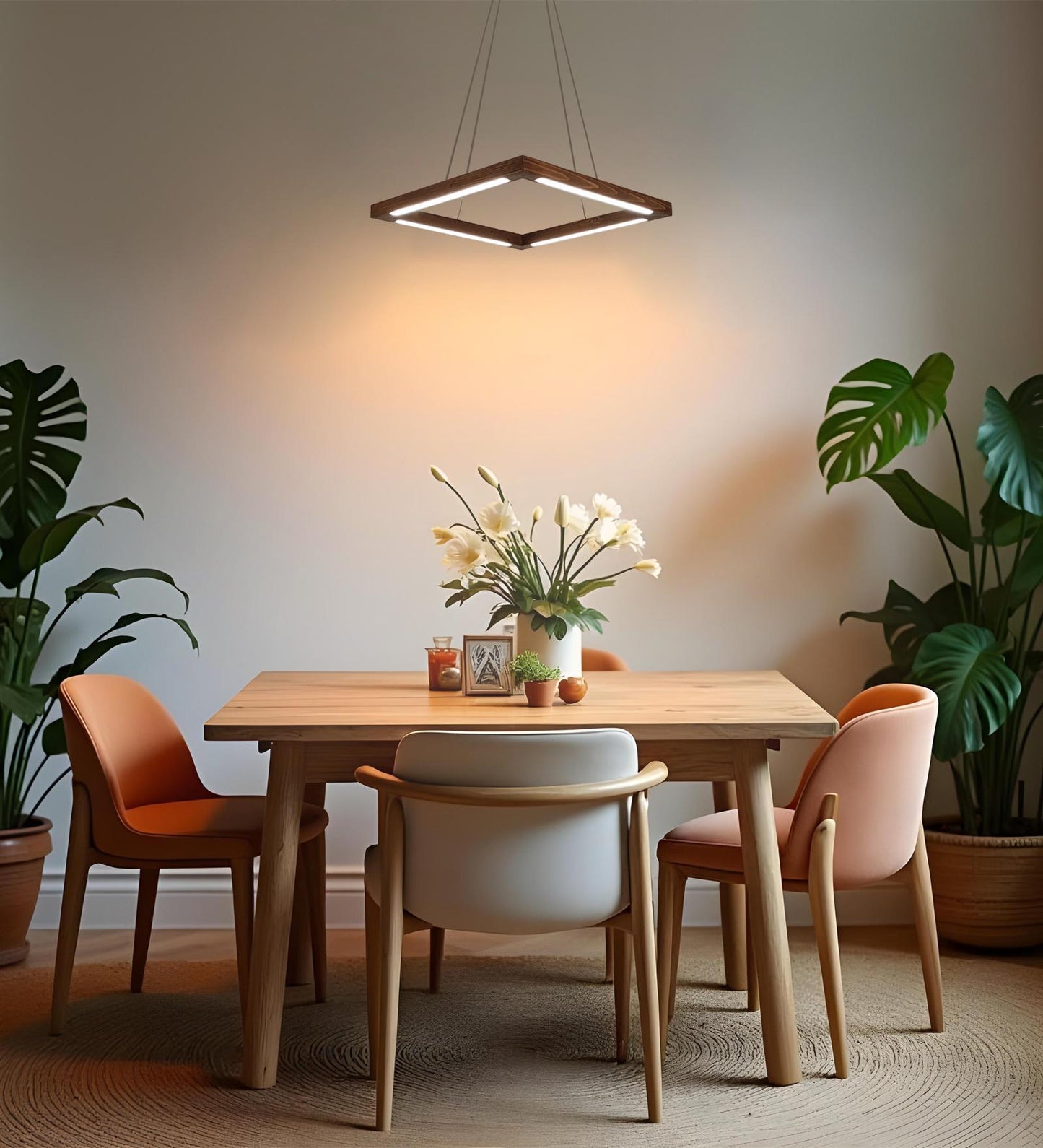 Ruby Triangular Brown LED Hanging Lamp