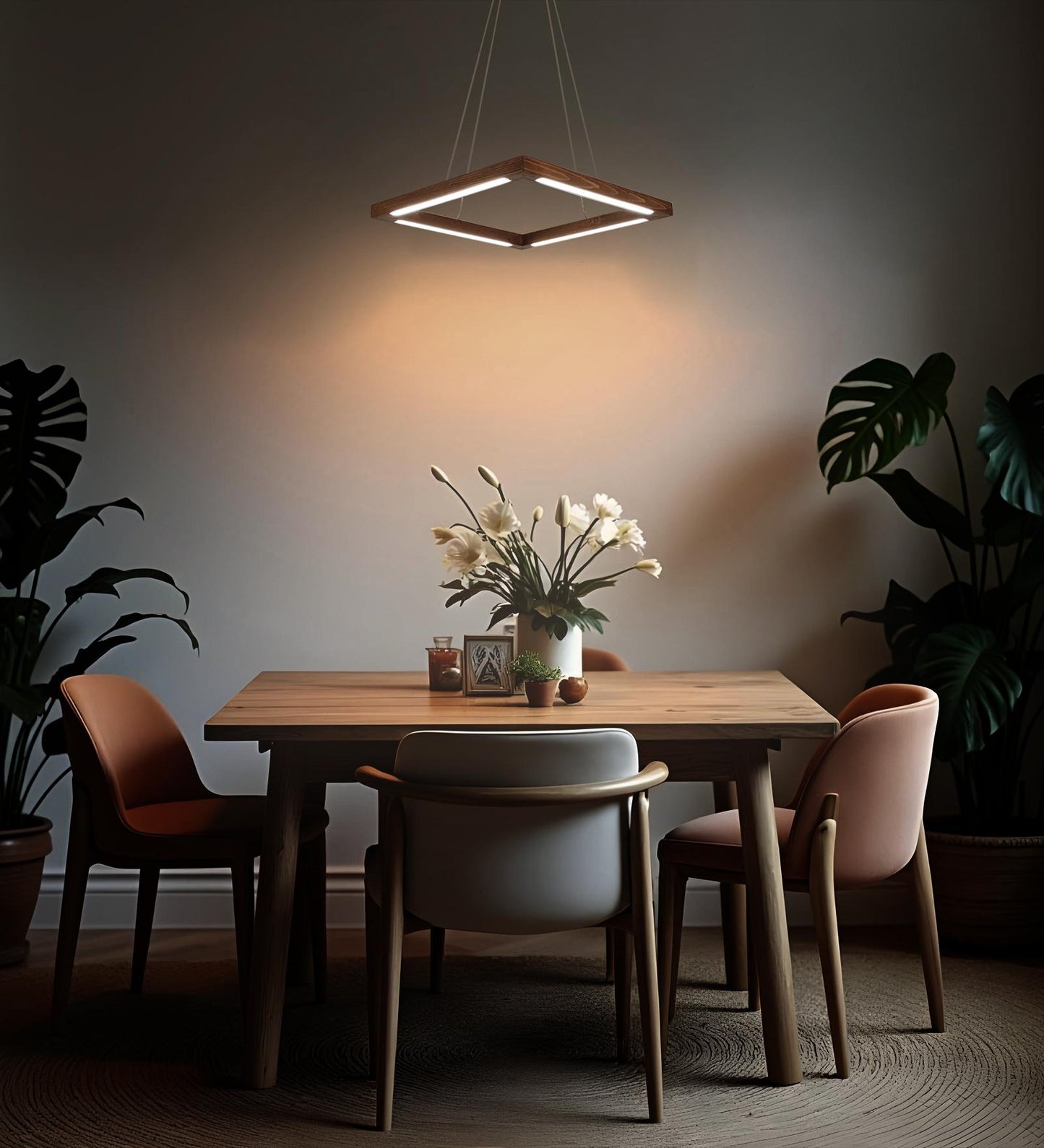 Ruby Triangular Brown LED Hanging Lamp