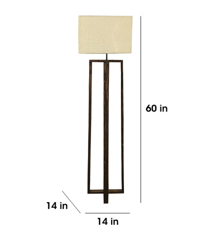 Smog Wooden Floor Lamp with Premium Beige Fabric Lampshade