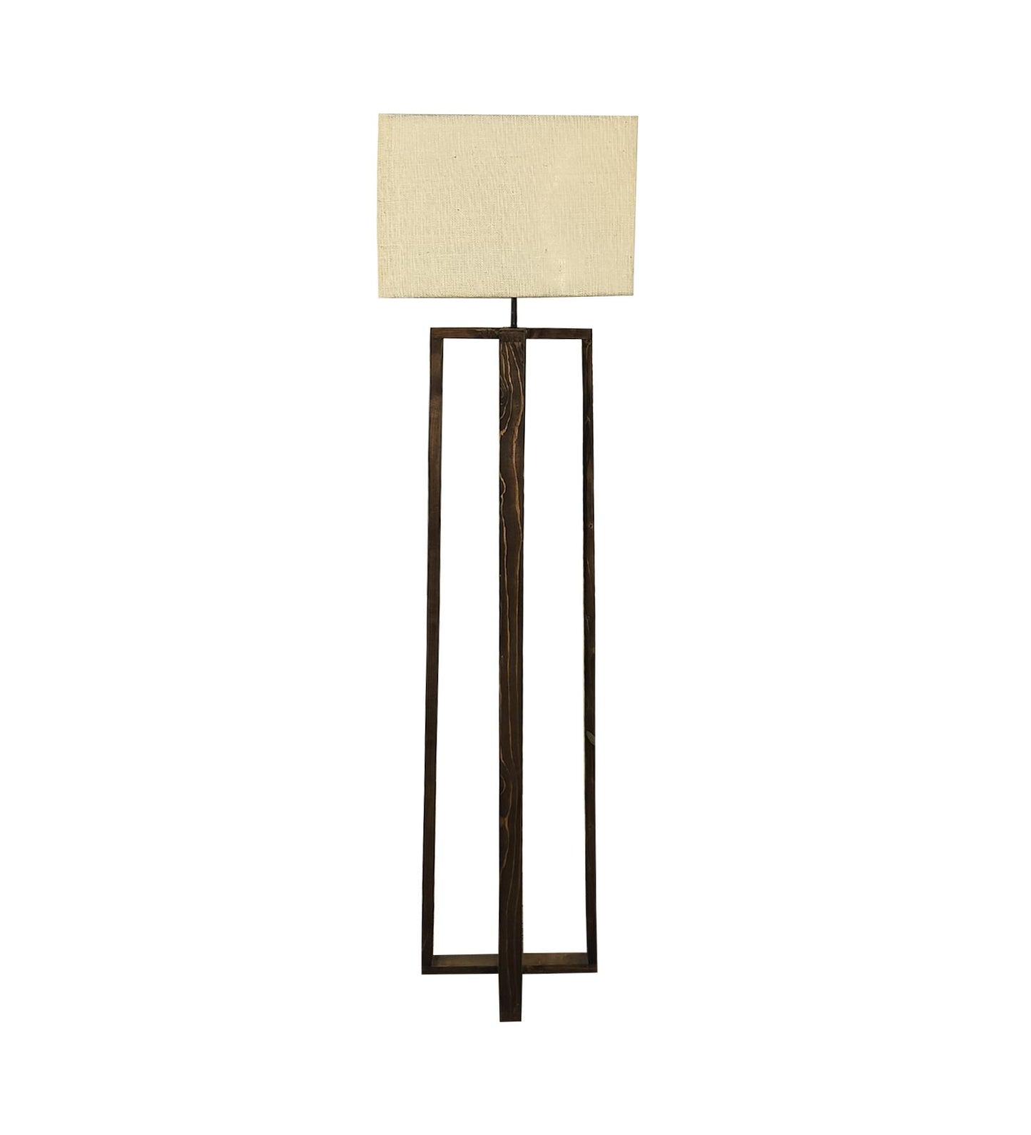 Smog Wooden Floor Lamp with Premium Beige Fabric Lampshade