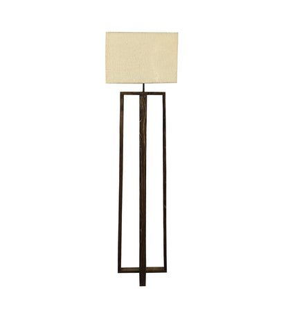 Smog Wooden Floor Lamp with Premium Beige Fabric Lampshade