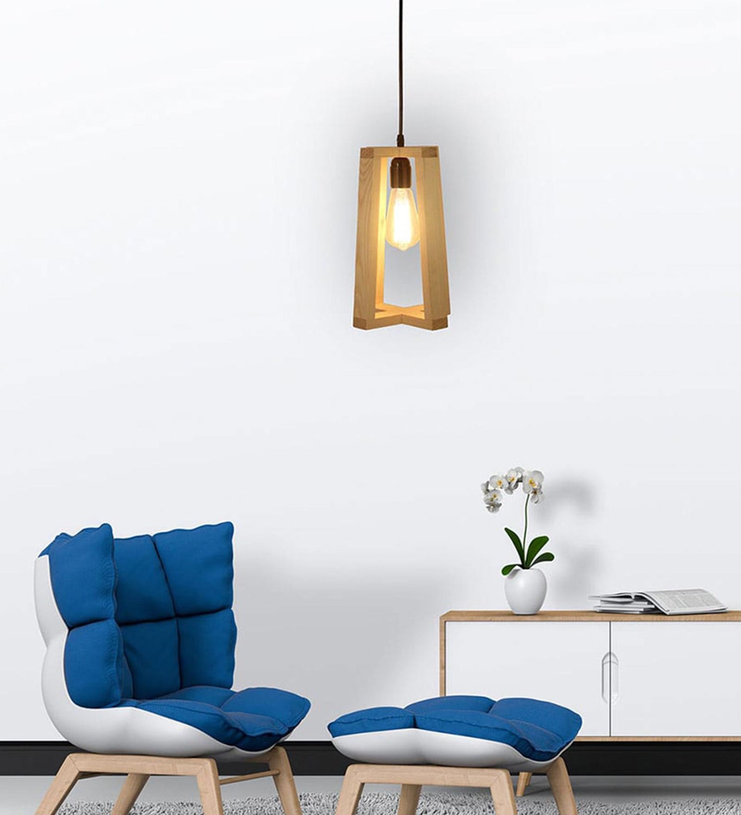 Smog Brown Wooden Single Hanging Lamp