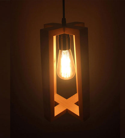 Smog Brown Wooden Single Hanging Lamp