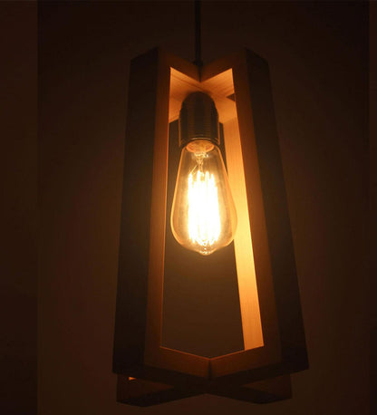 Smog Brown Wooden Single Hanging Lamp