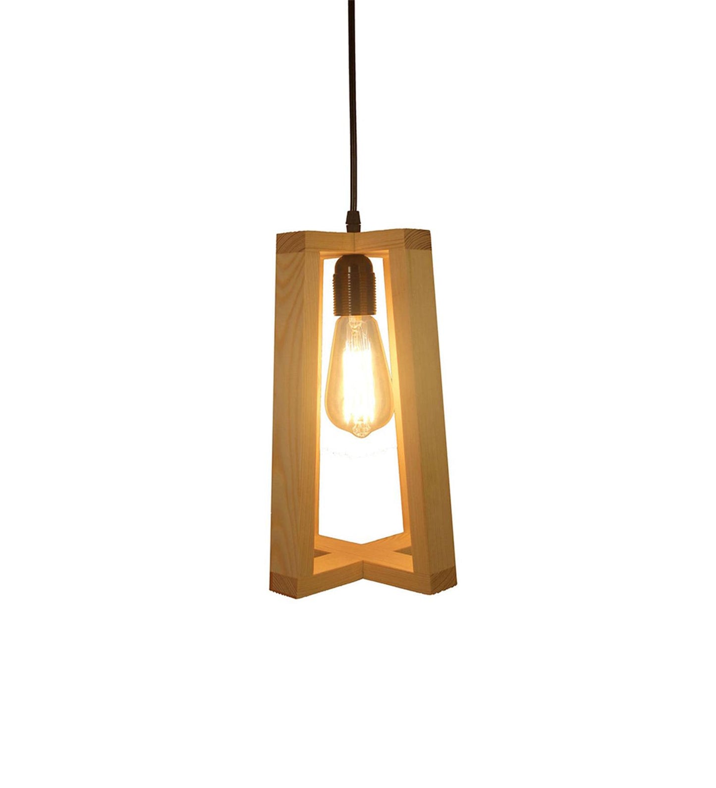 Smog Brown Wooden Single Hanging Lamp