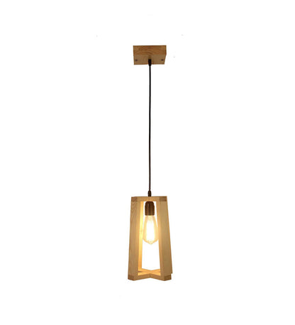 Smog Brown Wooden Single Hanging Lamp