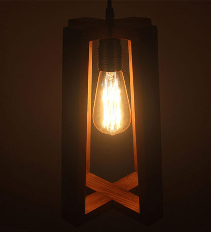Smog Beige Wooden Single Hanging Lamp