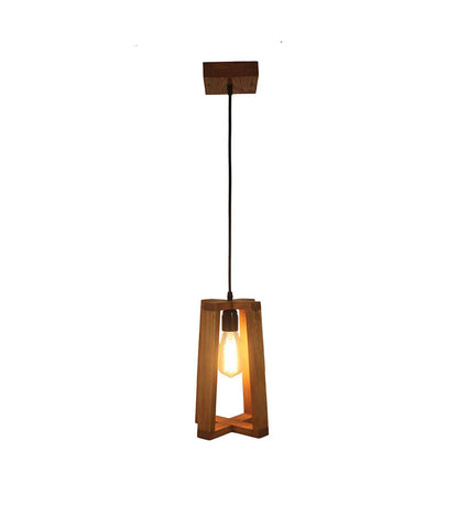 Smog Beige Wooden Single Hanging Lamp
