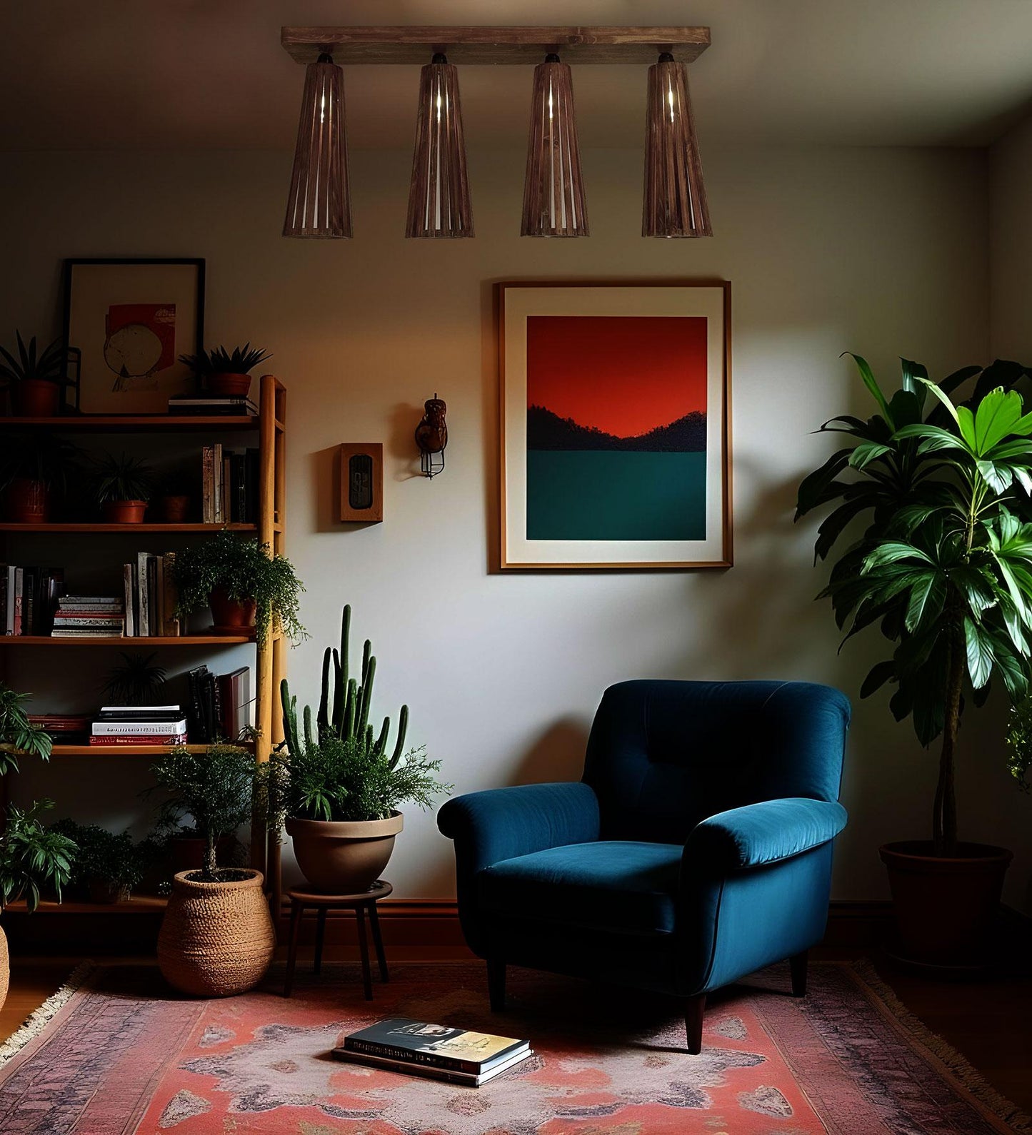 Aura Brown Wooden 4 Series Ceiling Lamp