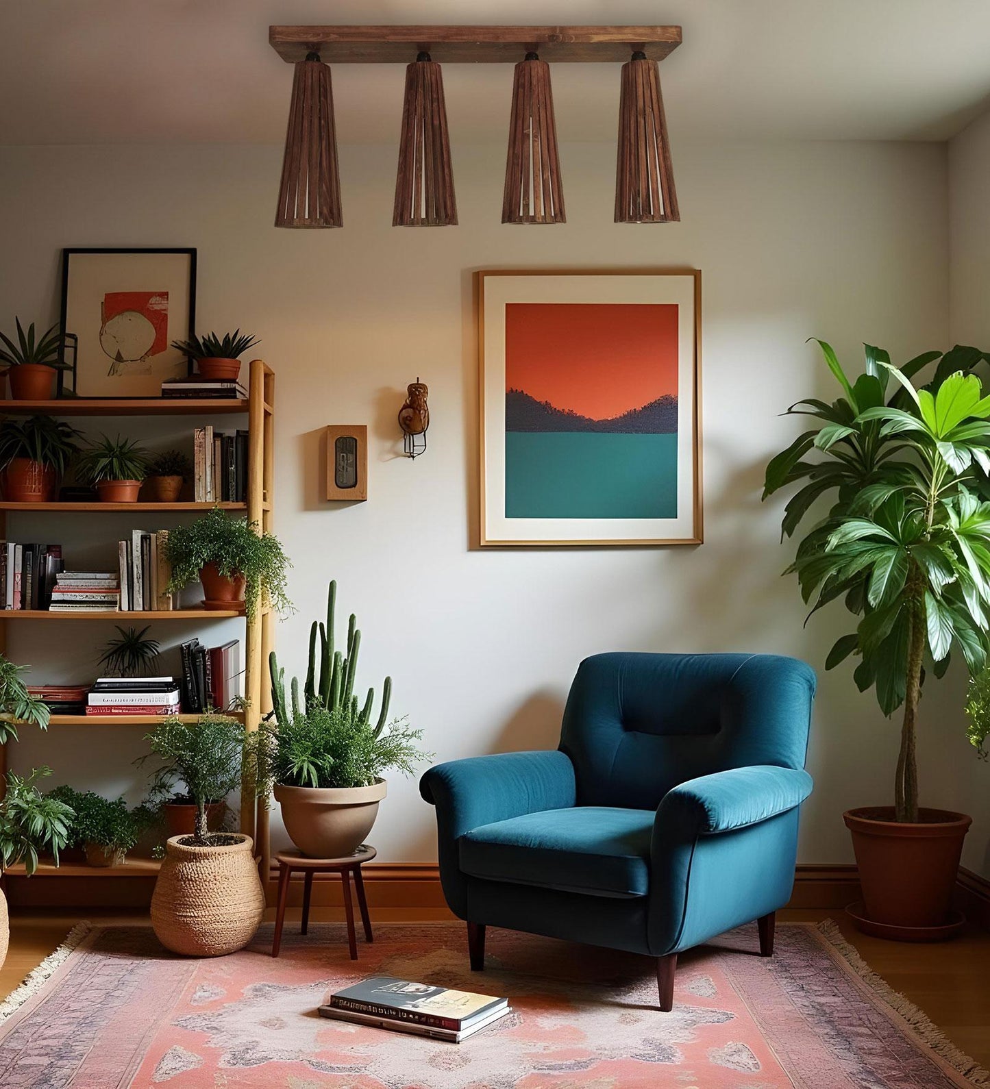 Aura Brown Wooden 4 Series Ceiling Lamp