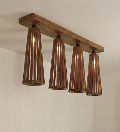 Aura Brown Wooden 4 Series Ceiling Lamp
