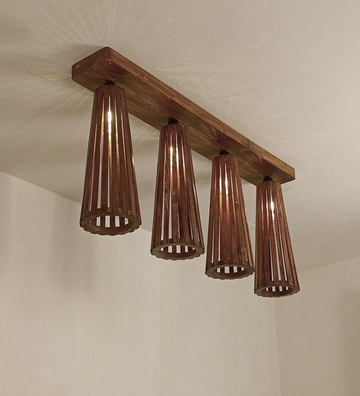 Aura Brown Wooden 4 Series Ceiling Lamp