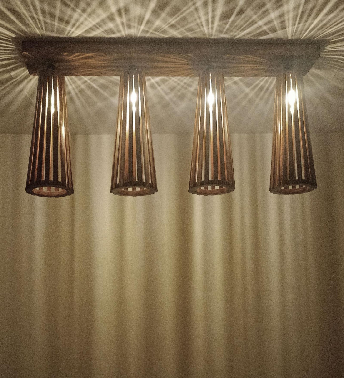 Aura Brown Wooden 4 Series Ceiling Lamp