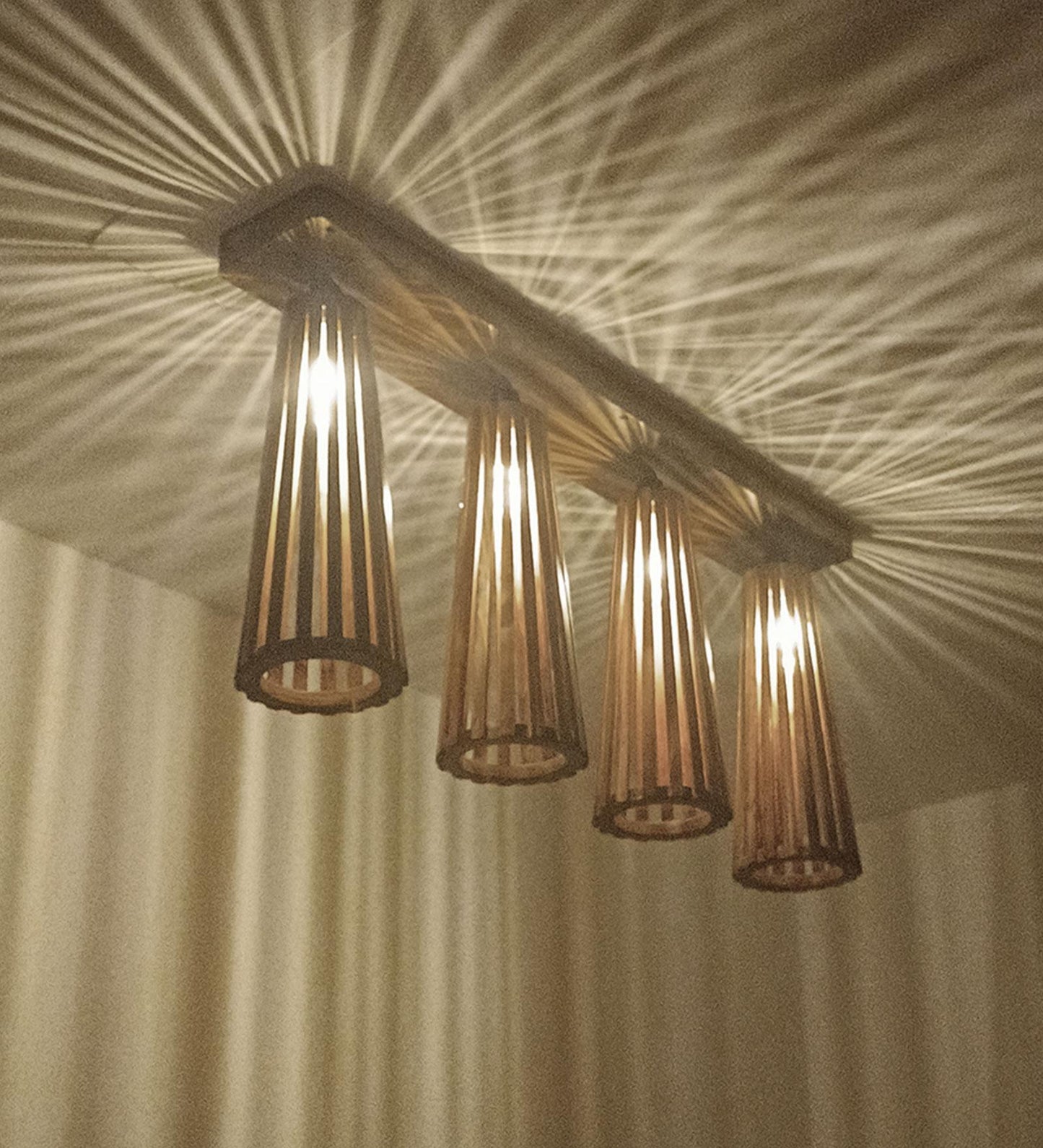 Aura Brown Wooden 4 Series Ceiling Lamp
