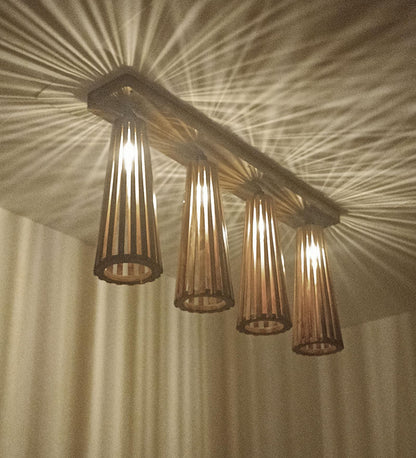 Aura Brown Wooden 4 Series Ceiling Lamp