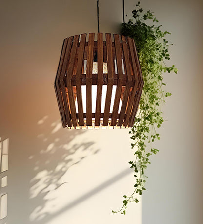 Celestial Brown Wooden Single Hanging Lamp