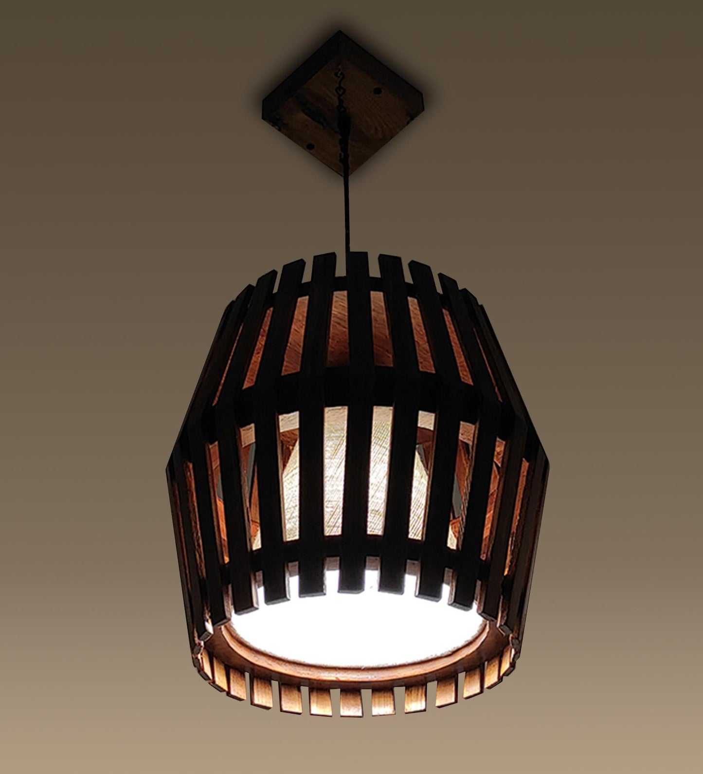 Celestial Brown Wooden Single Hanging Lamp