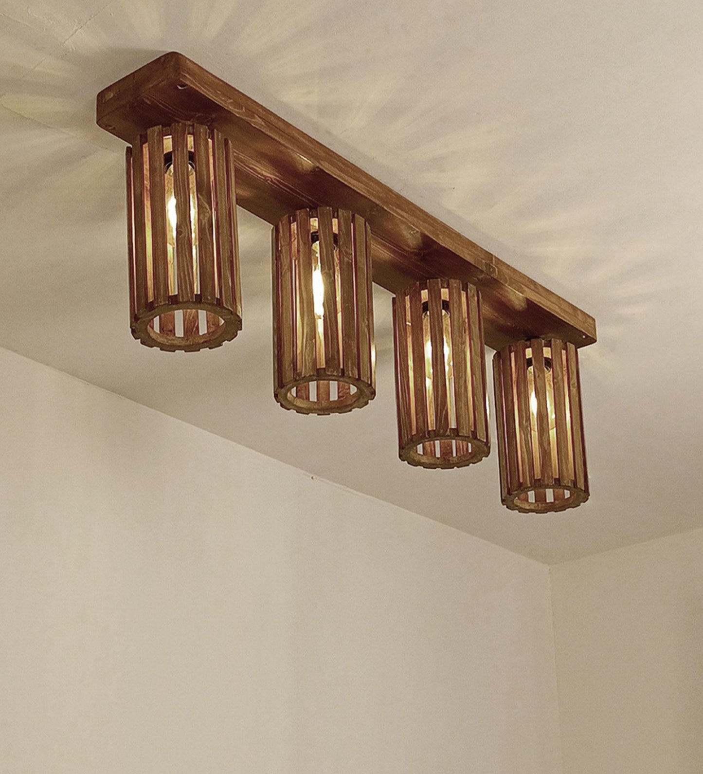 Poppy Brown Wooden 4 Series Ceiling Lamp