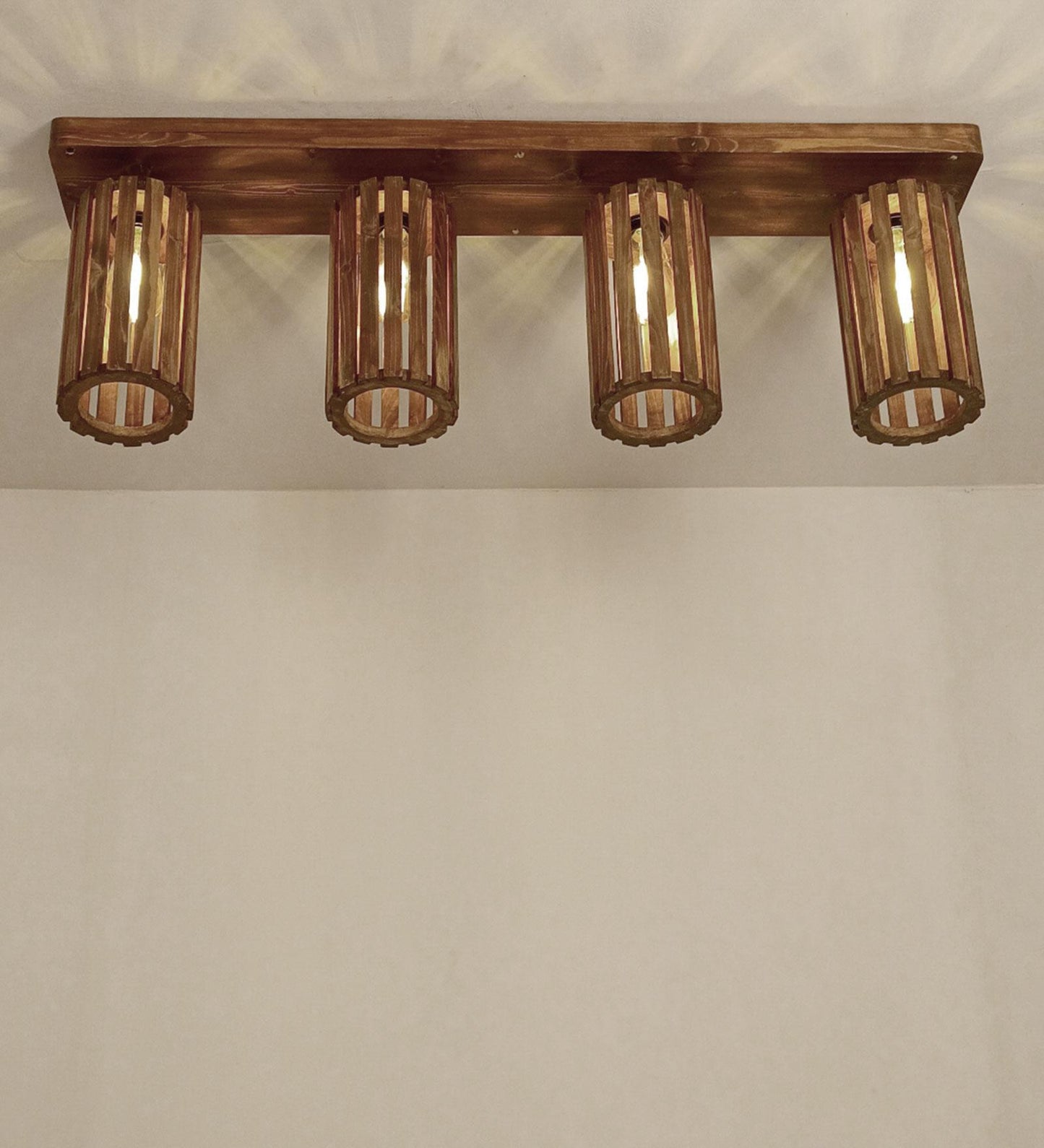 Poppy Brown Wooden 4 Series Ceiling Lamp
