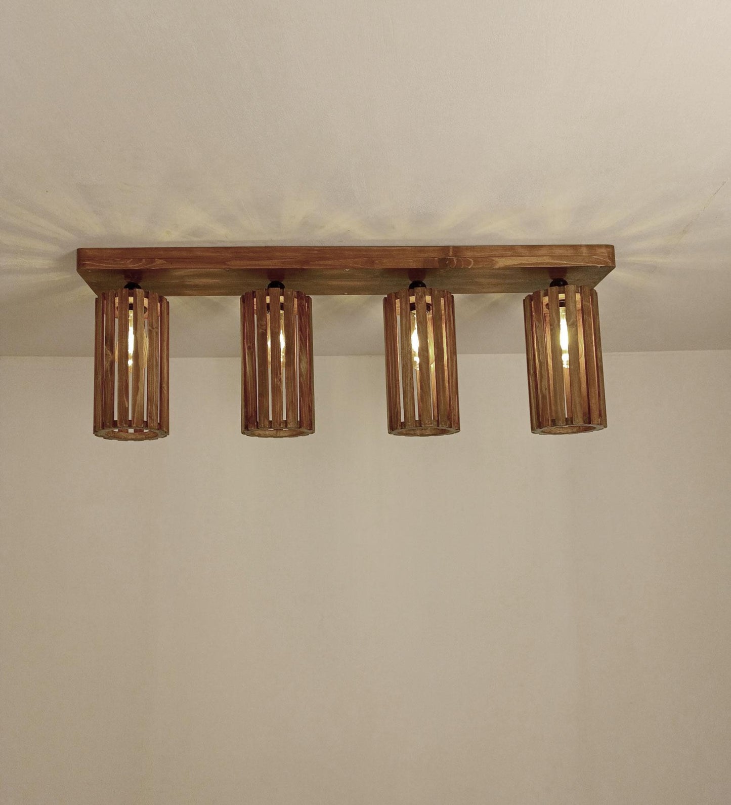 Poppy Brown Wooden 4 Series Ceiling Lamp