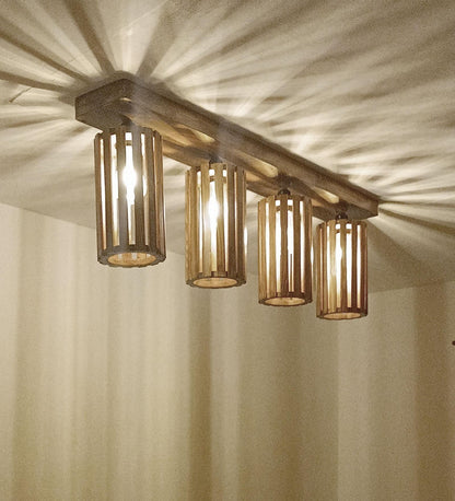 Poppy Brown Wooden 4 Series Ceiling Lamp