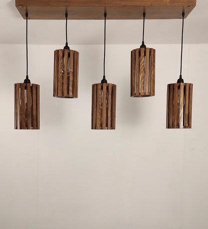 Poppy Brown Wooden 5 Series Hanging Lamp