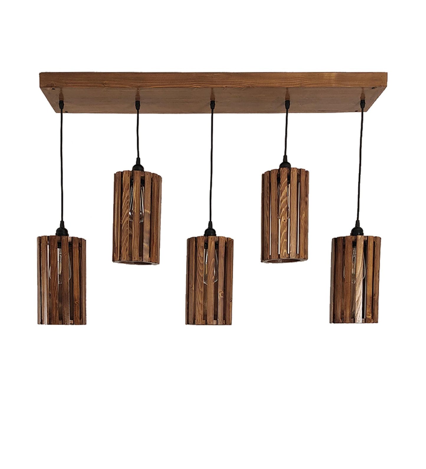 Poppy Brown Wooden 5 Series Hanging Lamp