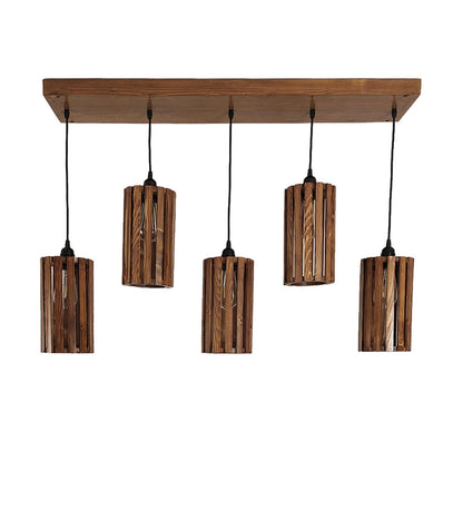 Poppy Brown Wooden 5 Series Hanging Lamp